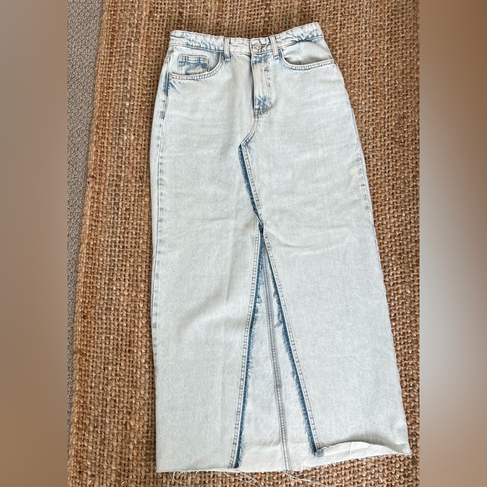 Denim Midi Skirt in Light Wash
